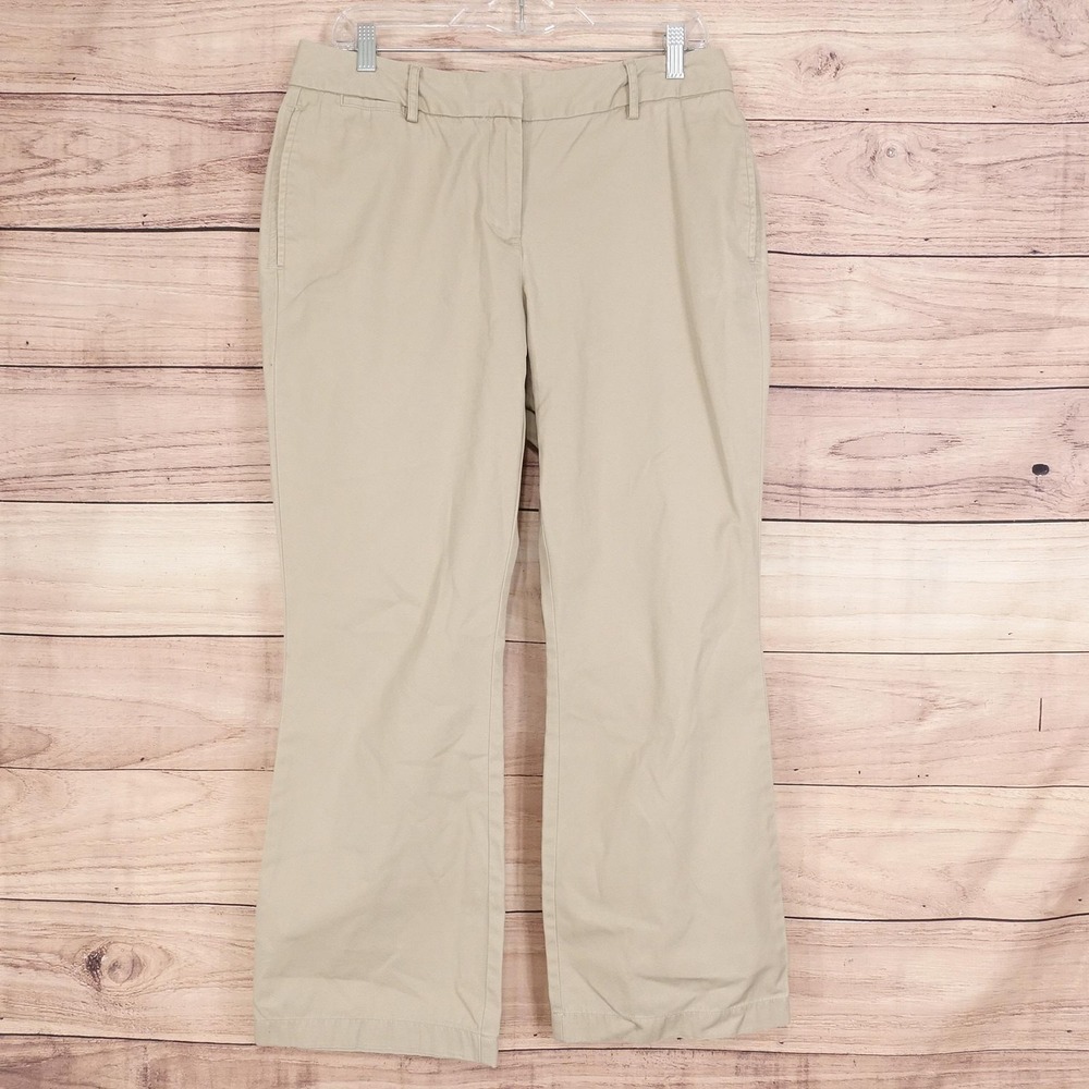 Lands' End Pants Womens 10P Beige Chino Classic Fit Twill Zip Fly Pockets 33x27